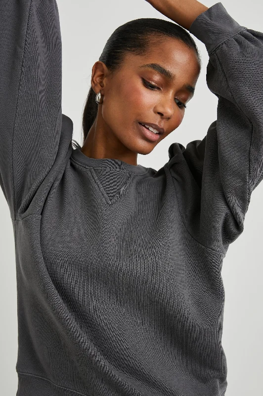 TIFFANY SWEATSHIRT - CHARCOAL Hoodie with Patch Decorative Personalized