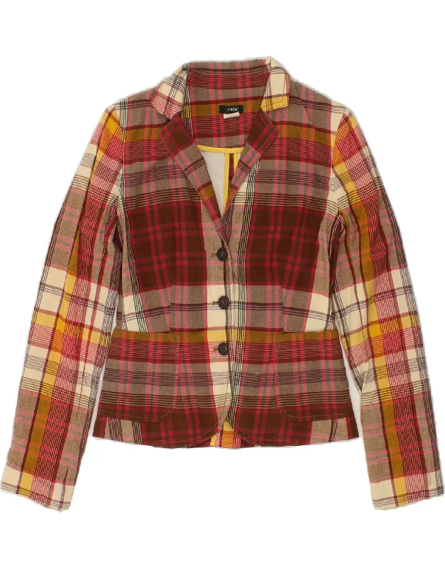 J. CREW Womens 3 Button Blazer Jacket US 0 XS Burgundy Check Cotton Wool Jacket Cashmere Jacket Tweed Jacket