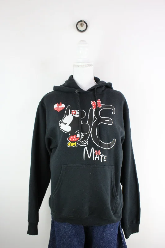 Vintage Mickey Mouse Hoodie (S) Hoodie with Hem Lace Feminine Delicate