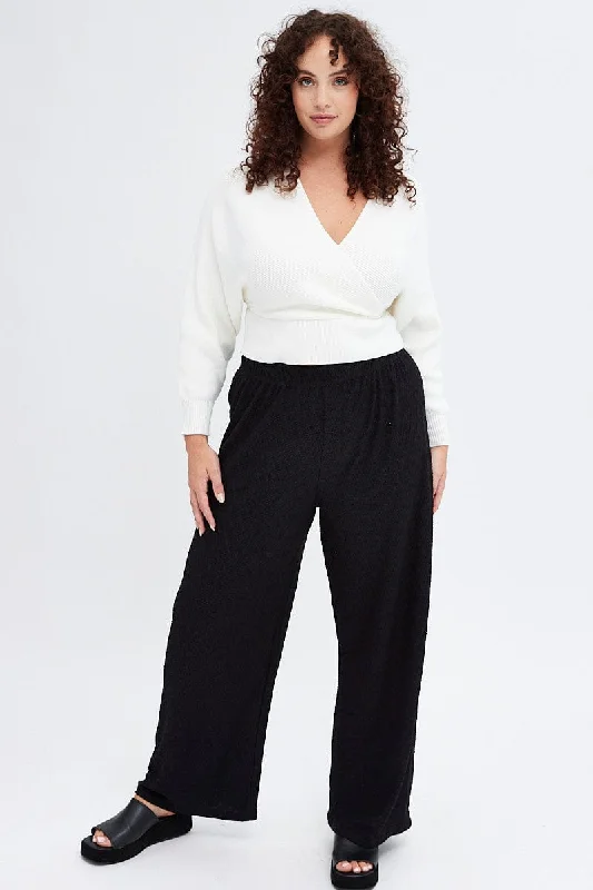 Black Wideleg Pants Textured Jersey Bamboo Jersey Tee
