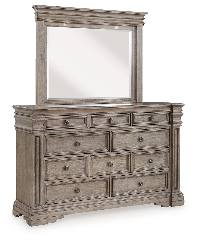 Blairhurst - Light Grayish Brown - Dresser And Mirror Boat Neckline Classic