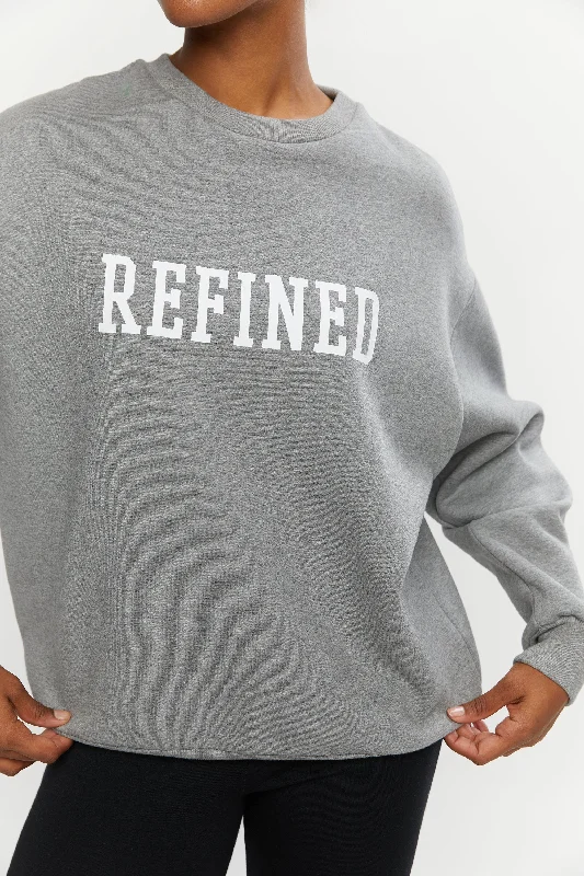 REFINED GRAPHIC SWEATSHIRT Hoodie with Hem Elastic Stretchable Comfortable