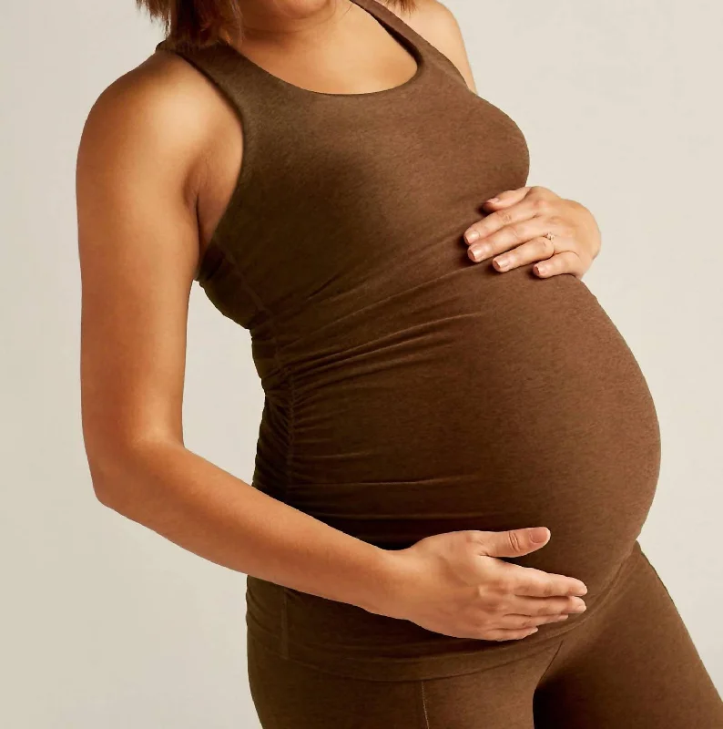 Spacedye Bases Covered Maternity Tank In Bold Mocha fashionable tank top