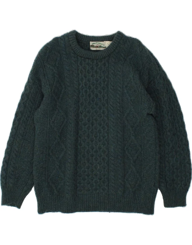 ARAN CRAFTS Womens Boat Neck Jumper Sweater UK 16 Large Green Spandex Rayon Corduroy