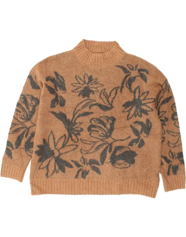 WHITE STUFF Womens Oversized Turtle Neck Jumper Sweater UK 14 Large  Brown Silk Blend Satin Velvet