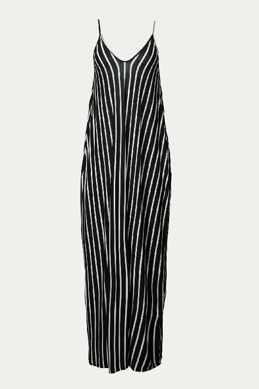 WIDE-STRIPED STRETCH-MODAL JERSEY MAXI DRESS Spring Jersey Blouse