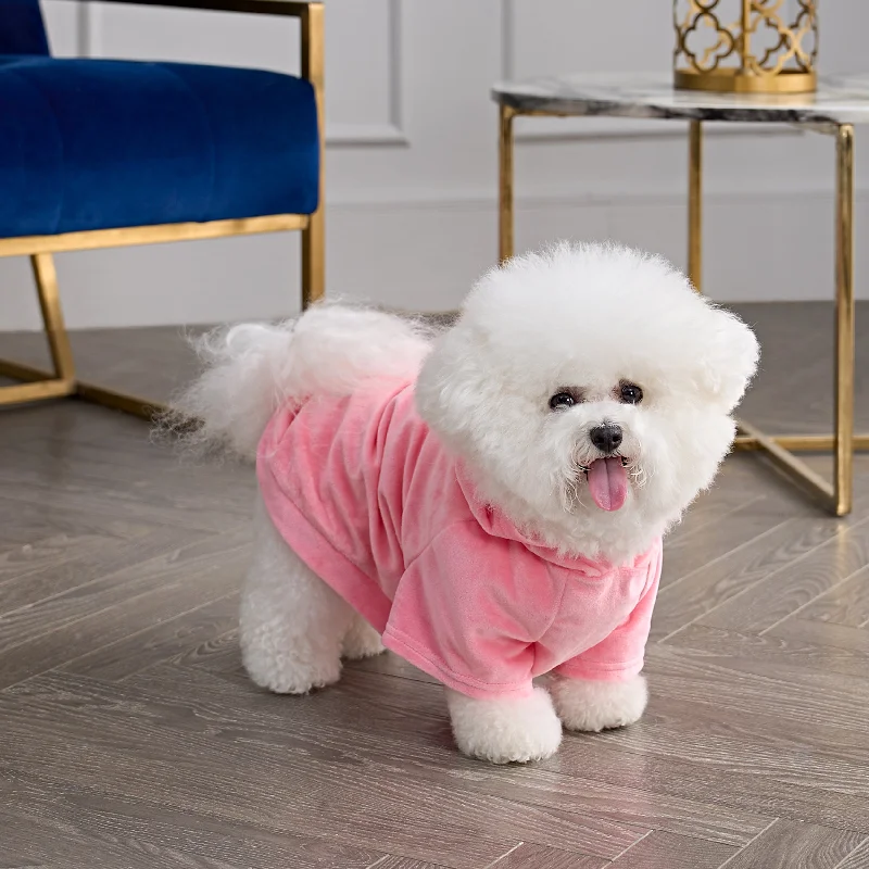 Bling Velour Pet Hoodie Hoodie with Mock Neck Collared Structured
