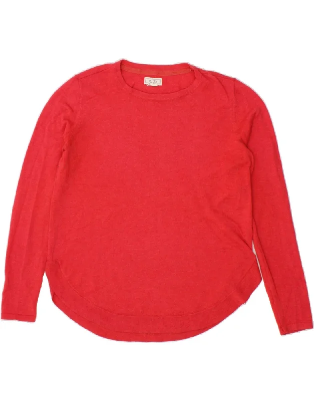 FAT FACE Womens Boat Neck Jumper Sweater UK 10 Small Red Polyester Chenille Brocade Lace