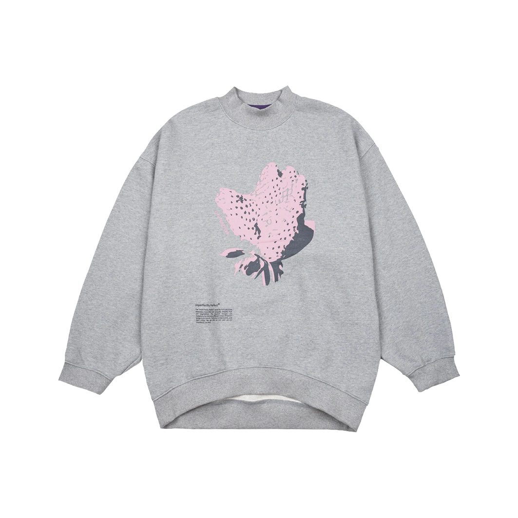 FutureFear Imperfectly Sweatshirt - Grey Hoodie with Hem Embroidery Detailed Premium