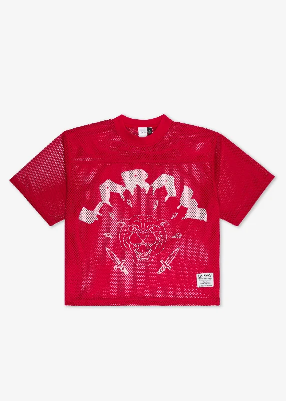 LOGO MESH JERSEY RED Fashion Jersey Blouse