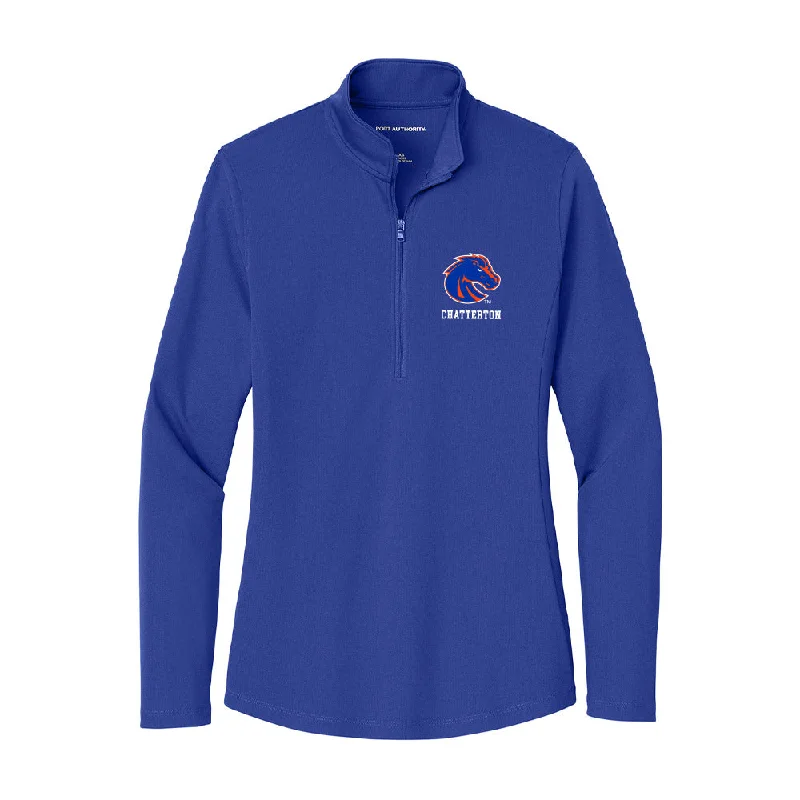 Boise State - NCAA Women's Soccer : Alicia Chatterton - Women's Lightweight Quarter Zip Jacket Nylon Fabric Polyester Fabric Spandex Fabric