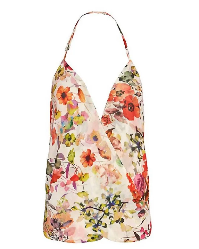 Women's Floral Halter Tank Top In Multi relaxed fit tank