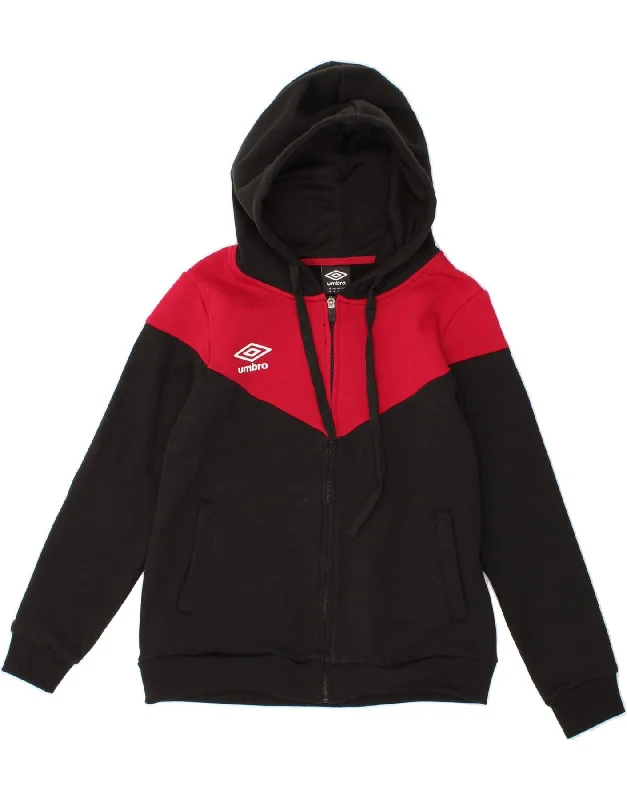 UMBRO Womens Zip Hoodie Sweater UK 14 Medium Black Colourblock Cotton Casual Formal Business