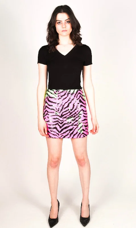 Any Old Iron Neon Zebra Skirt boho skirt vibe