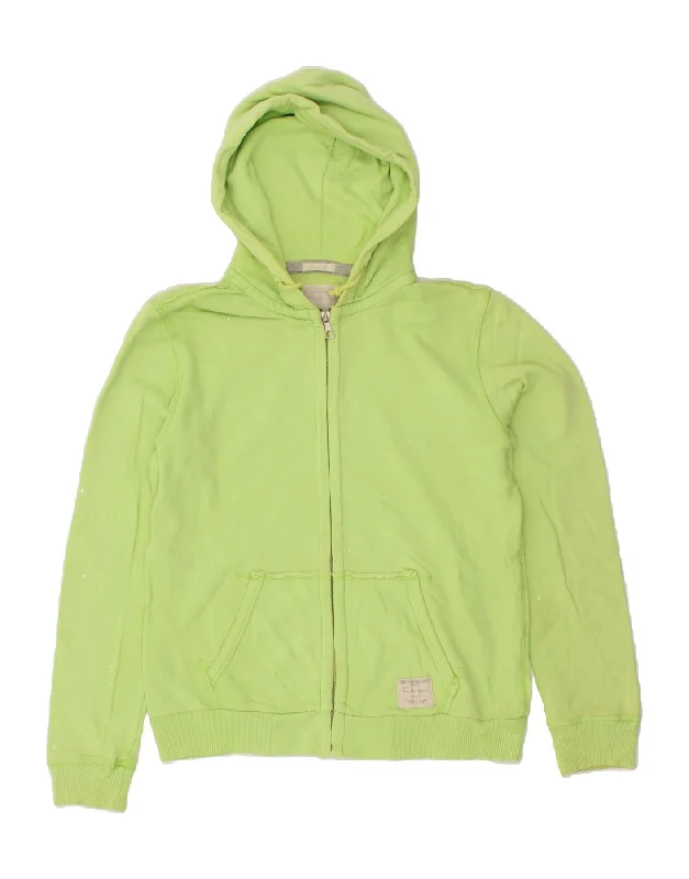 CHAMPION Womens Zip Hoodie Sweater UK 16 Large Green Cotton Velvet Chenille Corduroy