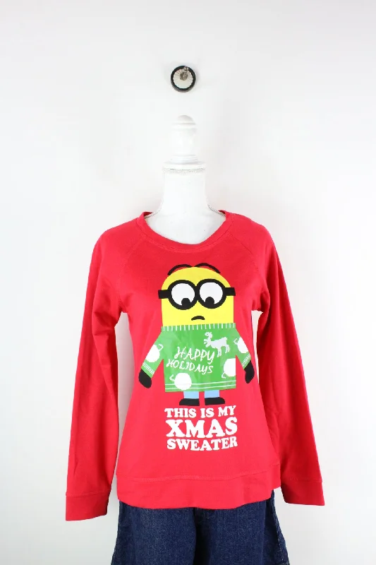 Vintage Minion Sweatshirt (M) Hoodie with Rhinestones Sparkly Elegant