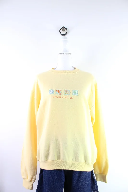 Vintage Ocean City Sweatshirt (M) Hoodie with Cropped Fit Short Trendy