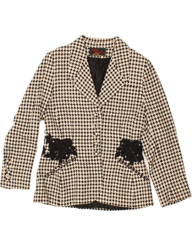 LOLITA LEMPICKA Womens 5 Button Blazer Jacket UK 10 Small Beige Herringbone Jacket Checkered Jacket Solid Jacket