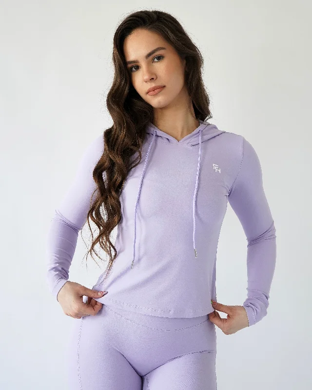 Define Hoodie - Lilac Hoodie with Hem Patch Decorative Personalized