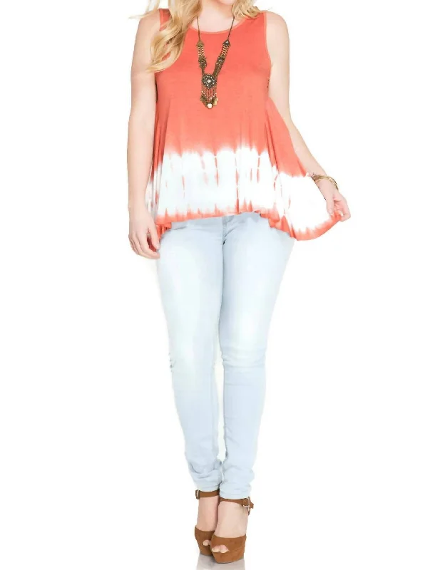 Tie Dye Sleeveless Tank - Plus In Coral baby blue tank