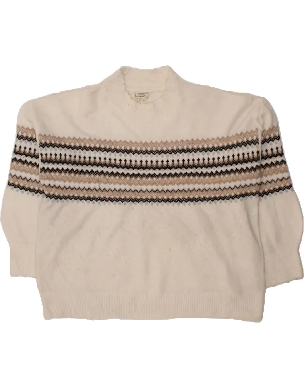 FAT FACE Womens Turtle Neck Jumper Sweater UK 24 4XL Beige Fair Isle Solid Print Embellished