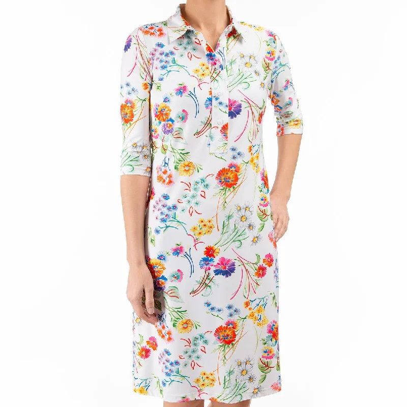 Jersey Shirtdress in Painted Posy Linen Jersey Top