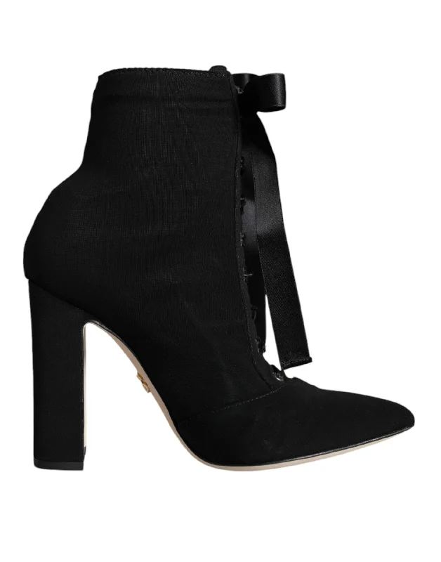 Dolce & Gabbana  Jersey Stretch Ankle Booties Women's Shoes Boat Neck Jersey Shirt