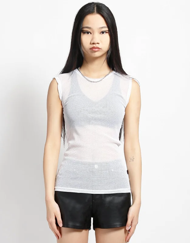 MUSCLE TANK FISHNET WHITE white tank top