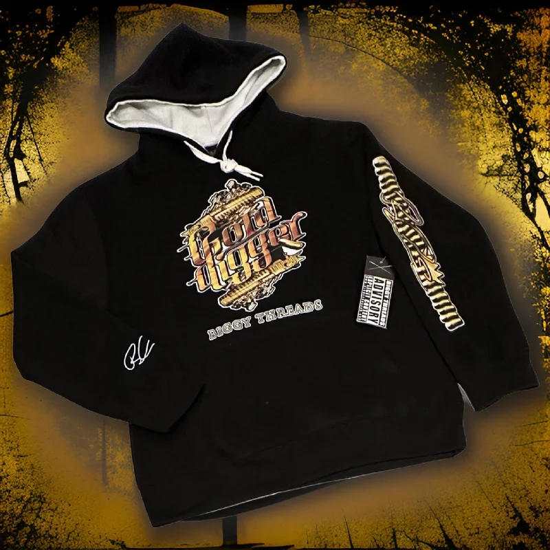 *BIGGY THREADS* (BLACK) ~GOLD DIGGER~ PULLOVER HOODIE (WOMEN’S) Hoodie with Drawcord Adjustable Secure