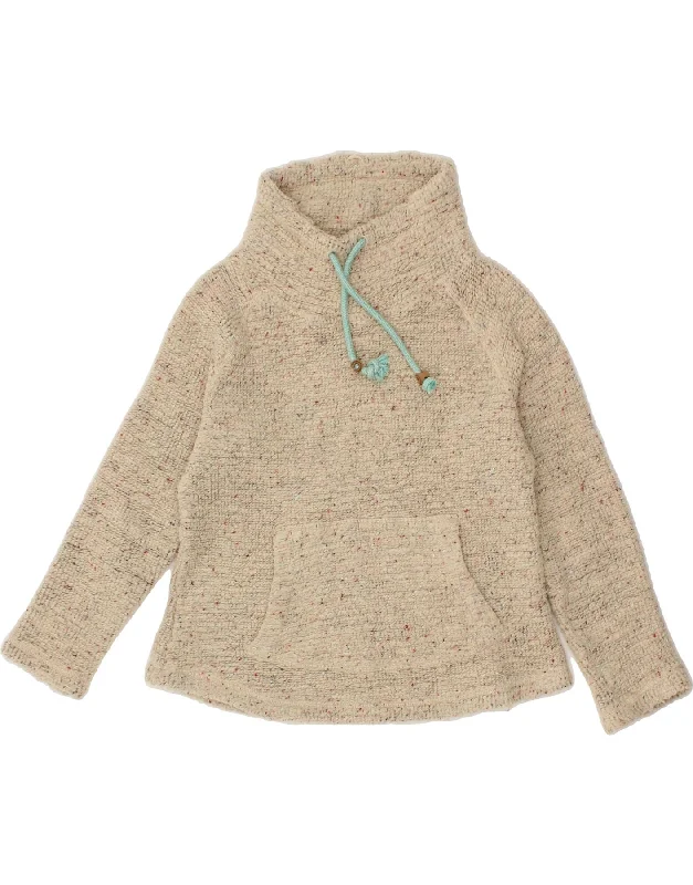 WEIRD FISH Womens Turtle Neck Jumper Sweater UK 10 Small Beige Flecked Turtle Neck Boat Neck Asymmetrical Neck