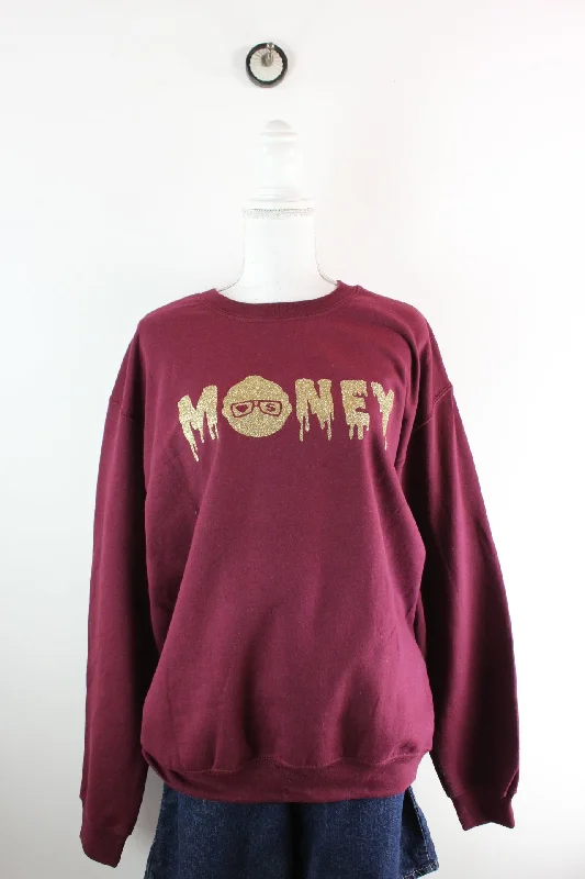 Vintage Money Sweatshirt (M) Hoodie with Hem Elastic Stretchable Comfortable