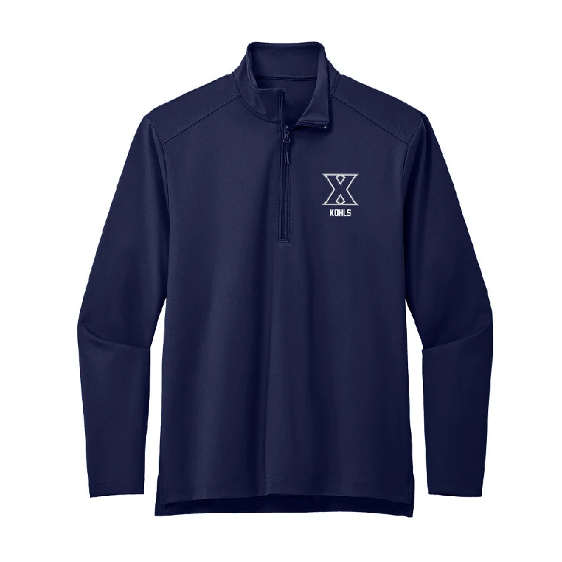 Xavier - NCAA Women's Soccer : Peyton Kohls - Premium Quarter Zip Jacket Embroidered Jacket Appliqued Jacket Beaded Jacket