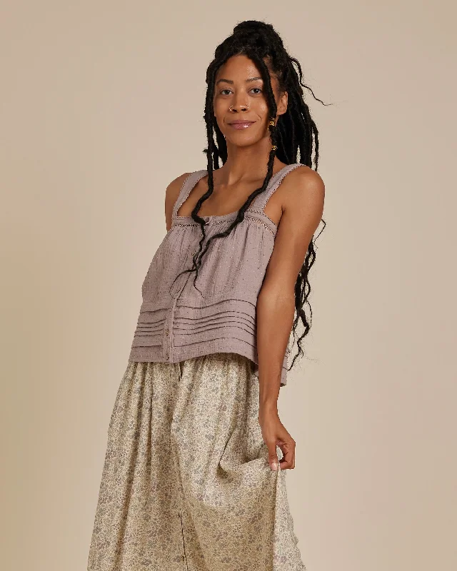 Rylee & Cru Pleat Tank in Purple breathable tank top