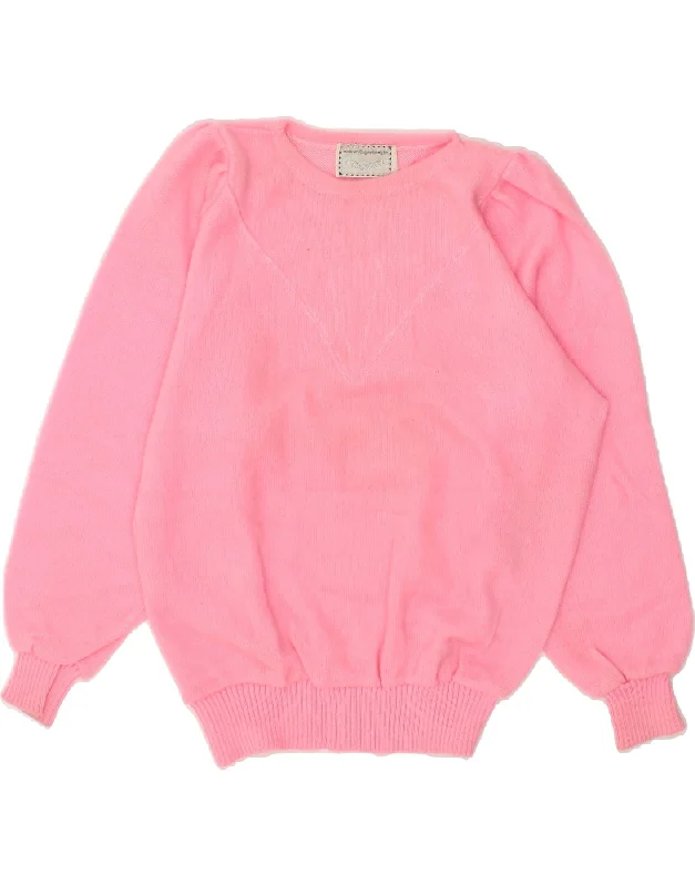 VINTAGE Womens Boat Neck Jumper Sweater UK 16 Large Pink Acrylic Fleece Fabric Down Fabric Feather Fabric