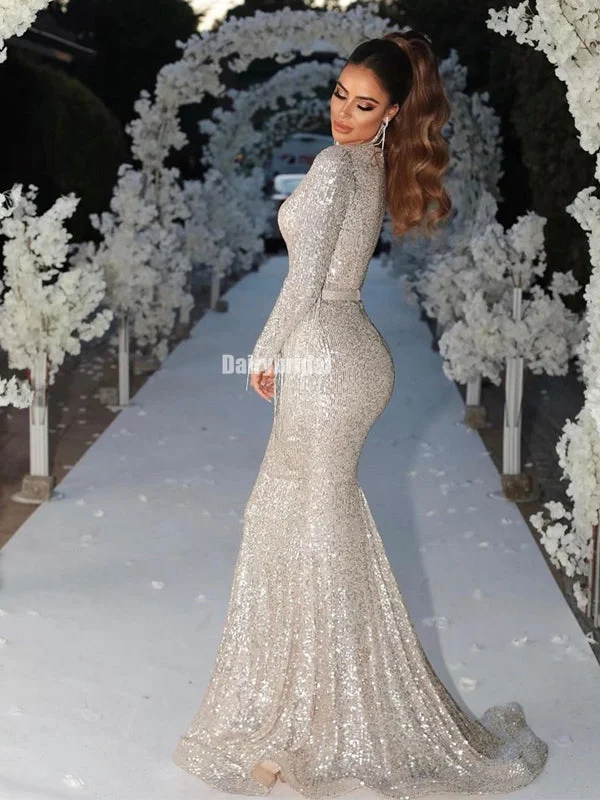 Honest Long Sleeves Sequin Deep V-neck Prom Dresses, FC4768 Tunics Vintage classic