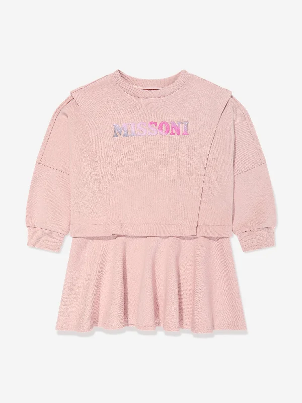 Missoni Girls Logo Sweater Dress in Pink Layered Multi-layer Single Layer