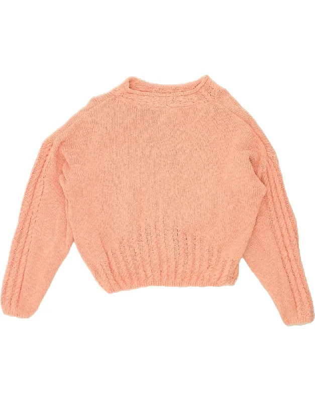 ST. BERNARD Womens Oversized Boat Neck Jumper Sweater UK 14/16 Large Pink Collared Crew Neck Turtle Neck