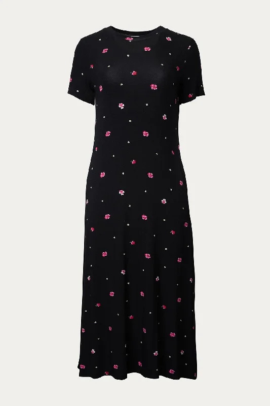 MIKA FLORAL-PRINT STRETCH-JERSEY T-SHIRT MIDI DRESS Off Shoulder Jersey Top