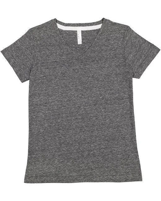 LAT Ladies' V-Neck Harborside Melange Jersey T-Shirt 3591 Pastel Jersey Tee