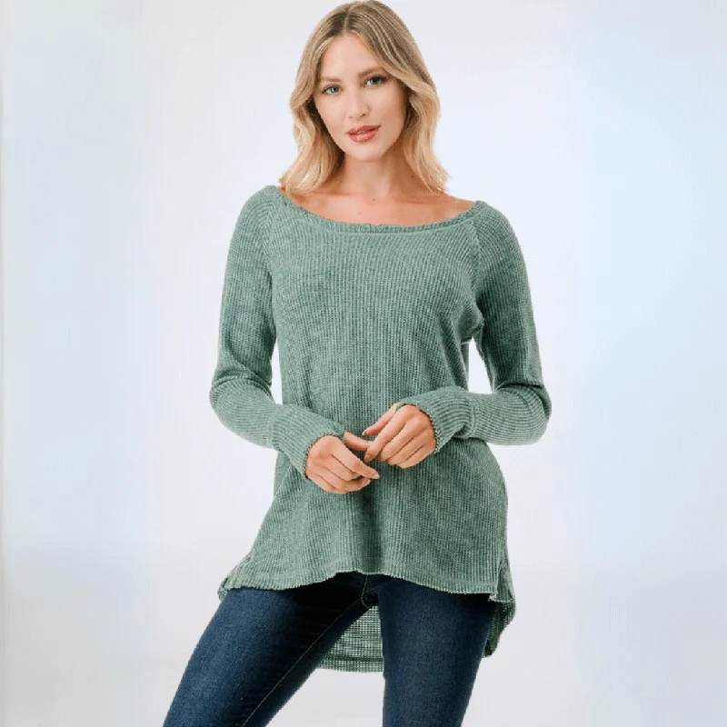 Soft & Cozy Thumbhole Sweater Made in USA Notch Collar Peter Pan Collar Cowl Neck