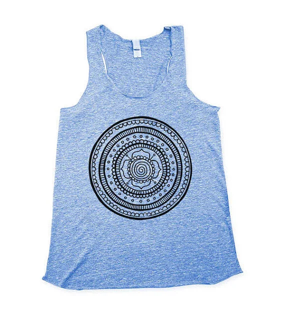 Blue Mandala Tank Top beige tank top