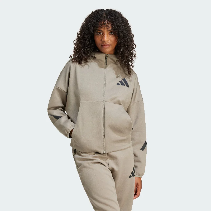 Women's adidas adidas Z.N.E. Full-Zip Hoodie Hoodie with Button Placket Classic Preppy
