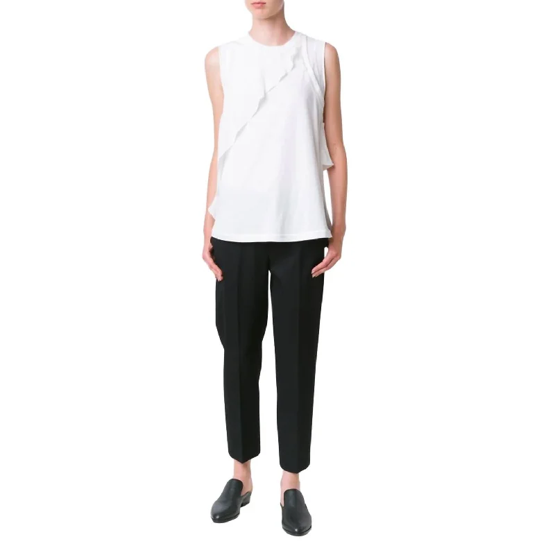 Women's Ruffled Tank Top In White summer tank top