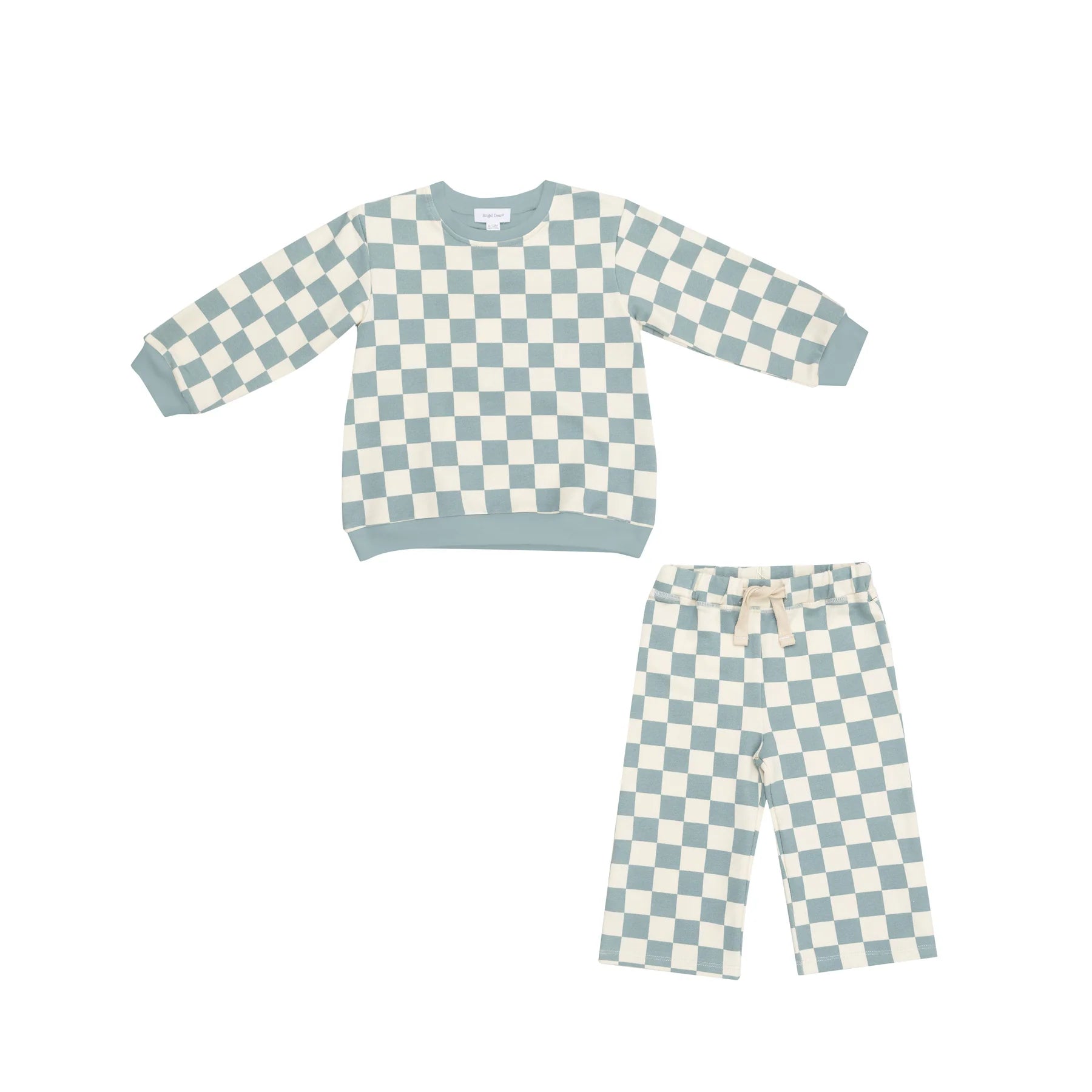 Puffy Oversized Sweatshirt & Wide Leg Pants | Checkerboard Grey Mist Hoodie with Reflective Safety Nightwear
