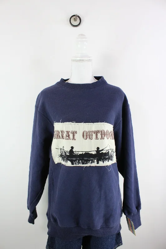 Vintage Great Outdoors Sweatshirt (M) Oversized Hoodie Comfort Casual