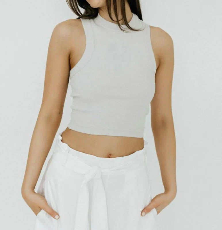 Ribbed T Cropped Tank Top In Stone modal blend tank