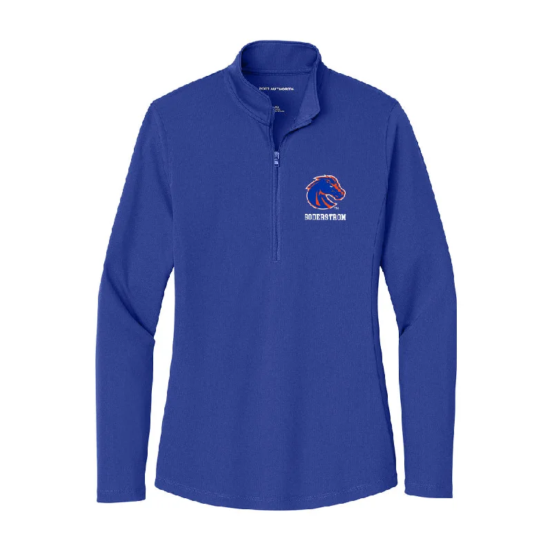 Boise State - NCAA Women's Soccer : Kayla Soderstrom - Women's Lightweight Quarter Zip Jacket Front Pockets Side Pockets Patch Pockets