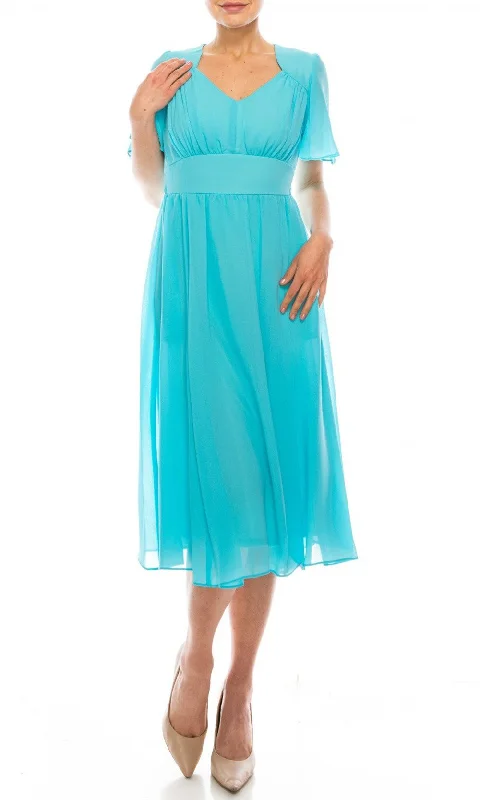 Gabby Skye - 91220MGSC Chiffon A-Line Dress Tunics Trendy modern