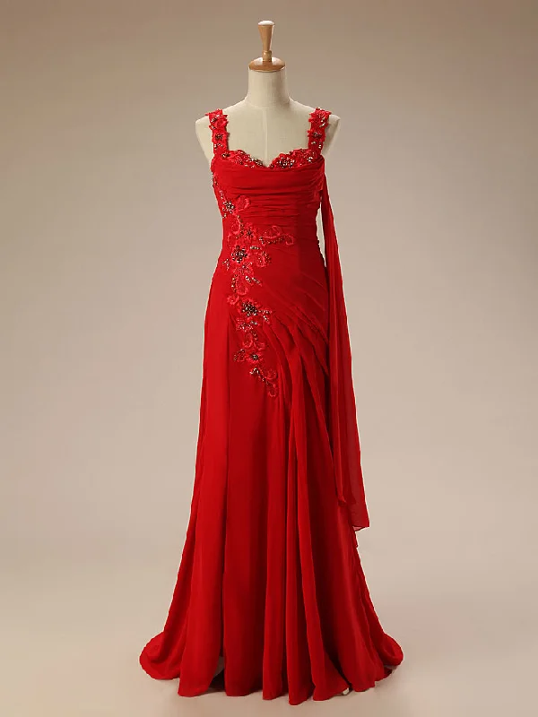 Elegant Chiffon Maxi Red Grecian Long Formal Prom Evening Dress EN146