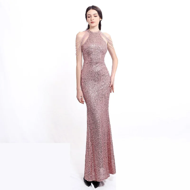 Harper formal Stylish sequin halterneck dress